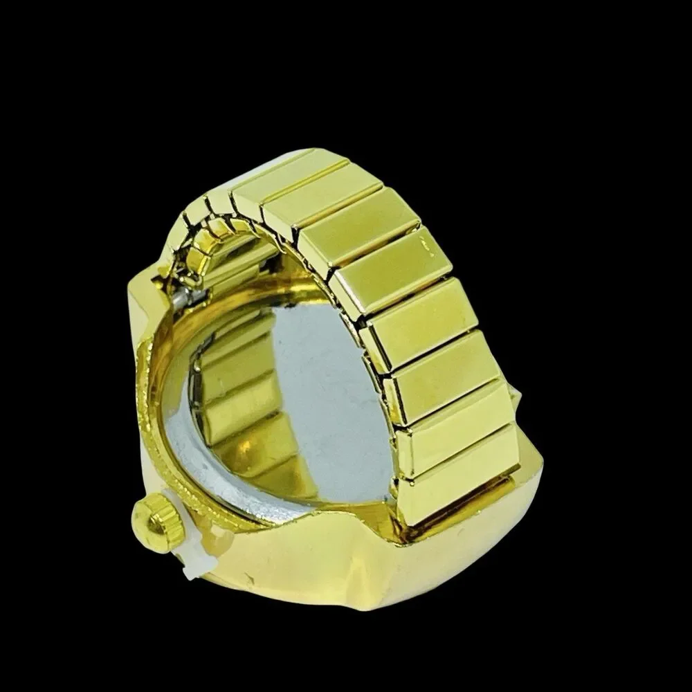 Ring Watch Gold Clover Design With Crystals New